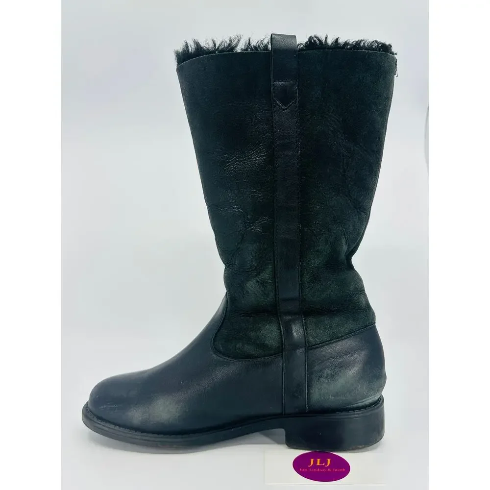 Santana Canada Women's Vermont Black Leather Shearling Lined Boots Size 8.5